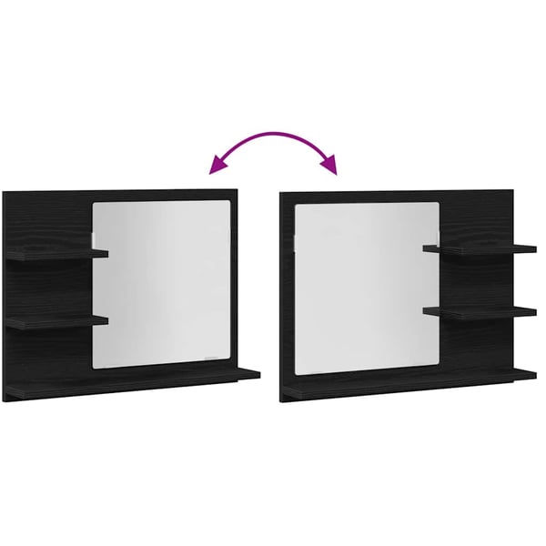 vidaXL Baderomsspeil svart eik 60x10,5x45 cm konstruert tre