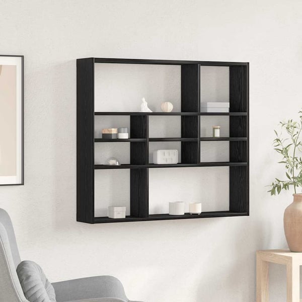 vidaXL væghylde 90x16x78 cm konstrueret træ sort egetræsfarve