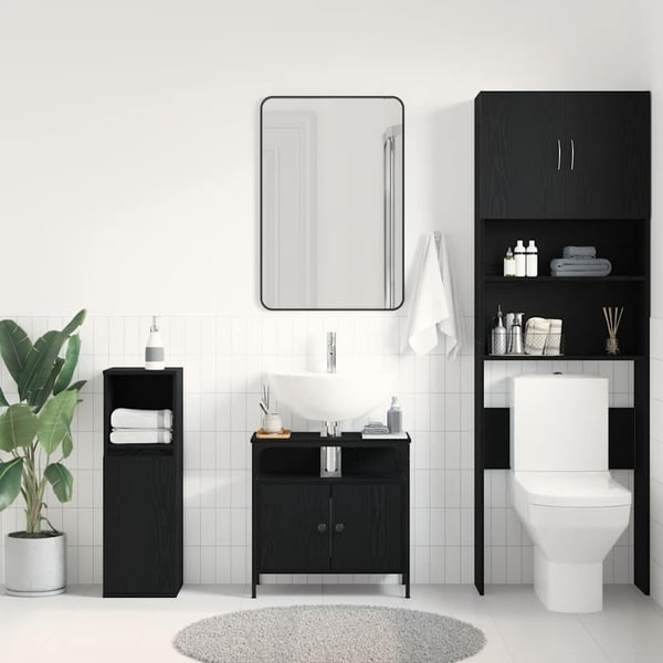 vidaXL Servantskap svart eik 60x30x60 cm konstruert tre