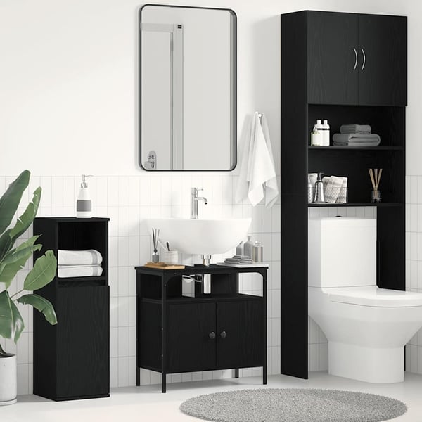 vidaXL Servantskap svart eik 60x30x60 cm konstruert tre