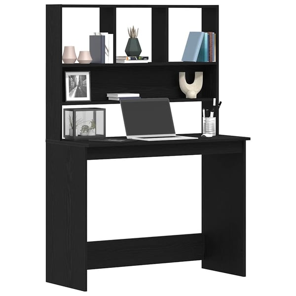 vidaXL Skrivebord med hyller svart eik 102x45x148 cm konstruert tre