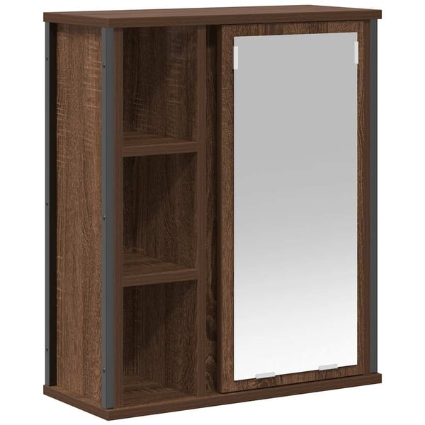 vidaXL Baderoms veggskap med speil brun eik 50x21x60 cm