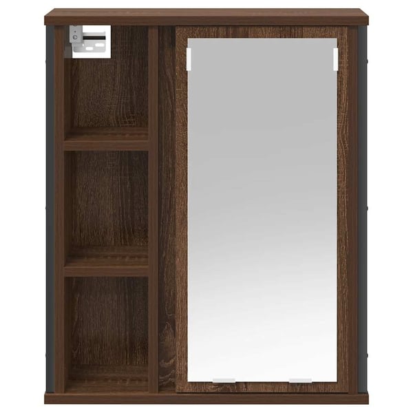 vidaXL Baderoms veggskap med speil brun eik 50x21x60 cm