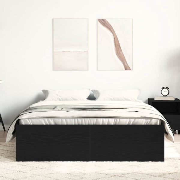 vidaXL Sängram utan madrass svart ek 135x190 cm konstruerat trä