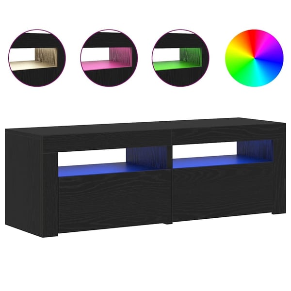 vidaXL TV-benk med LED-lys svart eik 120x35x40 cm konstruert tre