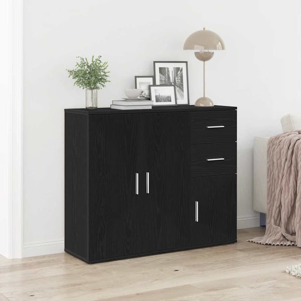 vidaXL Skjenk svart eik 91x29,5x75 cm konstruert tre