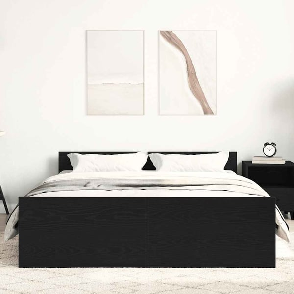 vidaXL sengestel uden madras 140x200 cm konstrueret træ sort eg