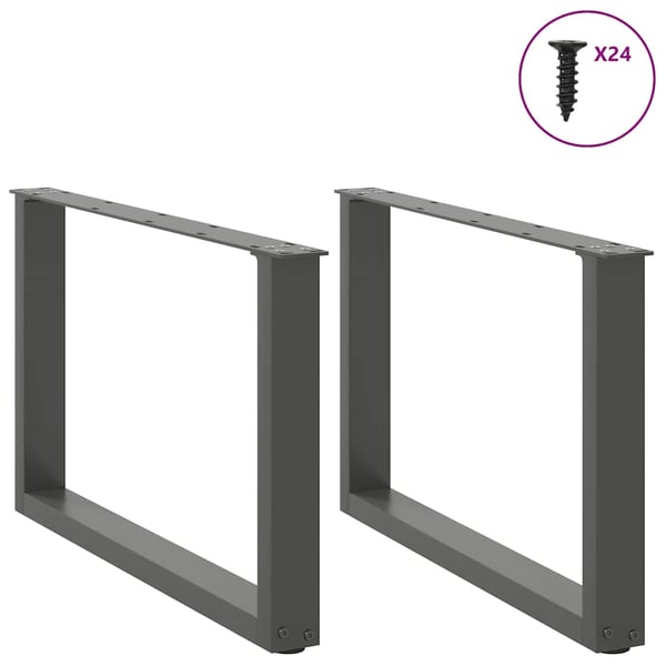 vidaXL Salongbordben U-formet 2 stk antrasitt 60 x (42-43) cm stål