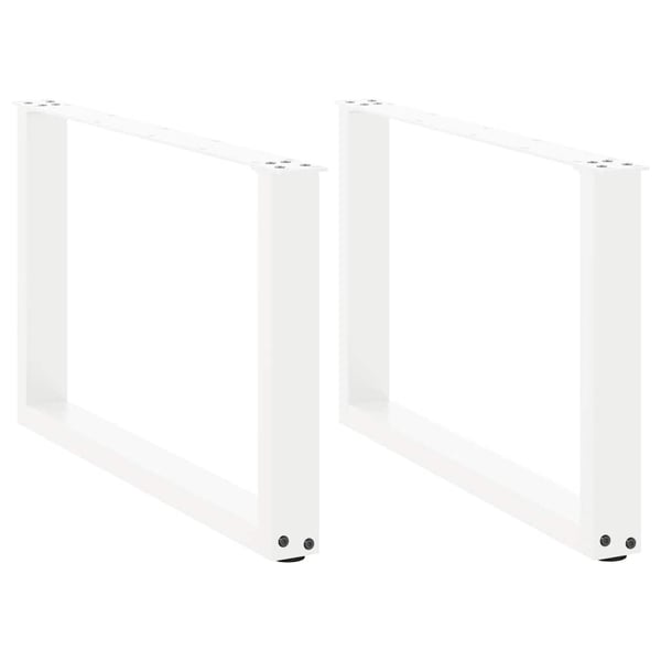 vidaXL Salongbordben U-formet 2 stk hvit 60 x (42-43) cm stål