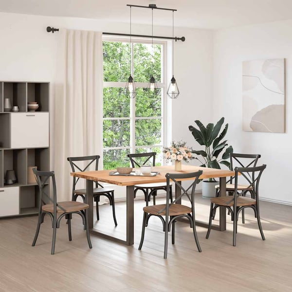 vidaXL spisebordsben U-formet 2 stk. naturstål 100x(72-73) cm stål