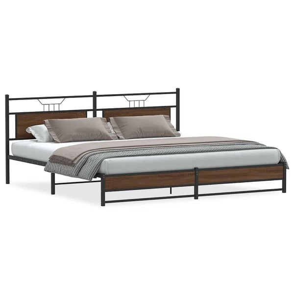 vidaXL Sengeramme i metall uten madrass brun eik 200x200 cm