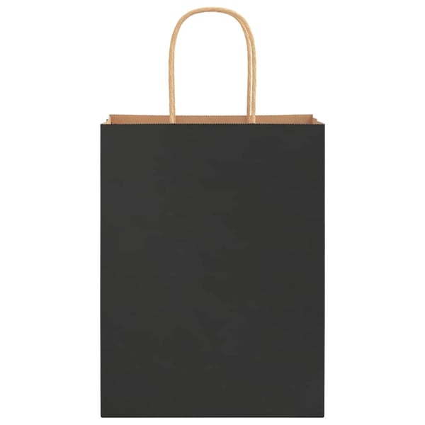 vidaXL Paperikassit 250 kpl kahvoilla musta 21x11x28 cm