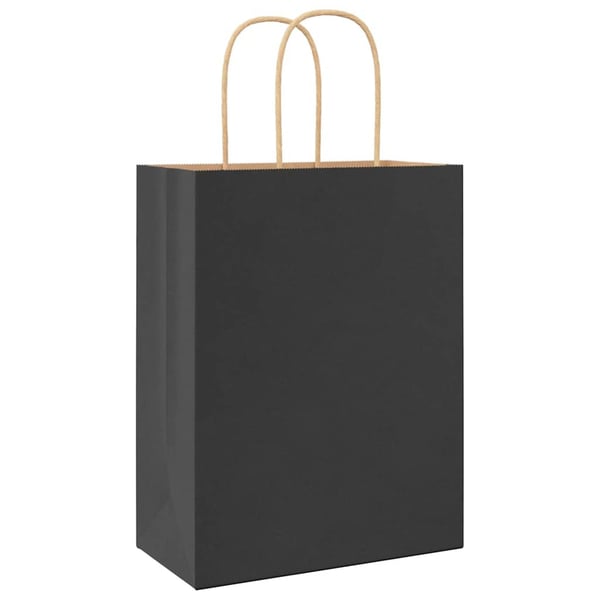 vidaXL Paperikassit 250 kpl kahvoilla musta 21x11x28 cm