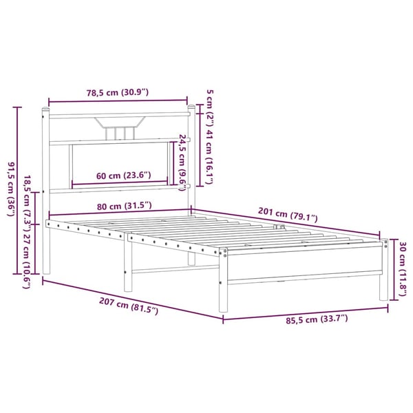 vidaXL Sengeramme uten madrass brun eik 80x200 cm konstruert tre