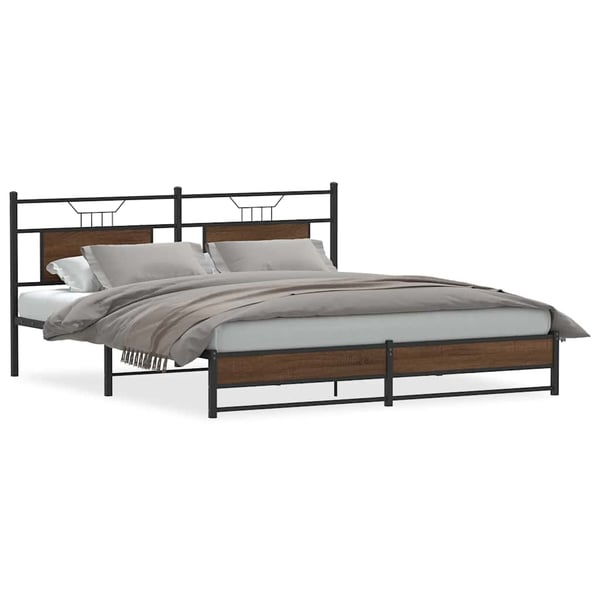 vidaXL Sengeramme i metall uten madrass brun eik 180x200 cm