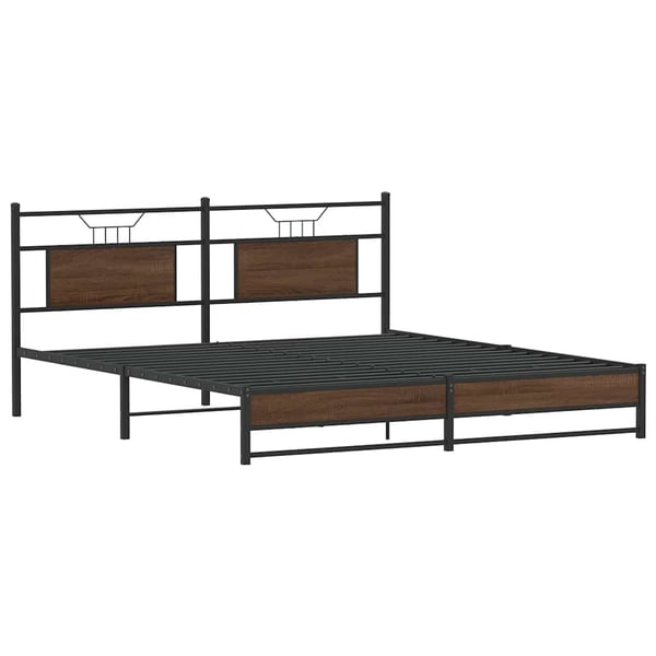 vidaXL Sengeramme i metall uten madrass brun eik 180x200 cm