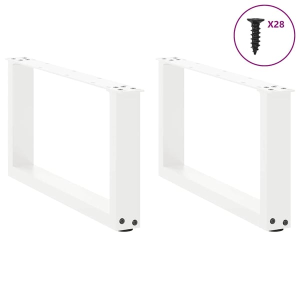 vidaXL Salongbordben U-formet 2 stk hvit 70x(30-31) cm stål