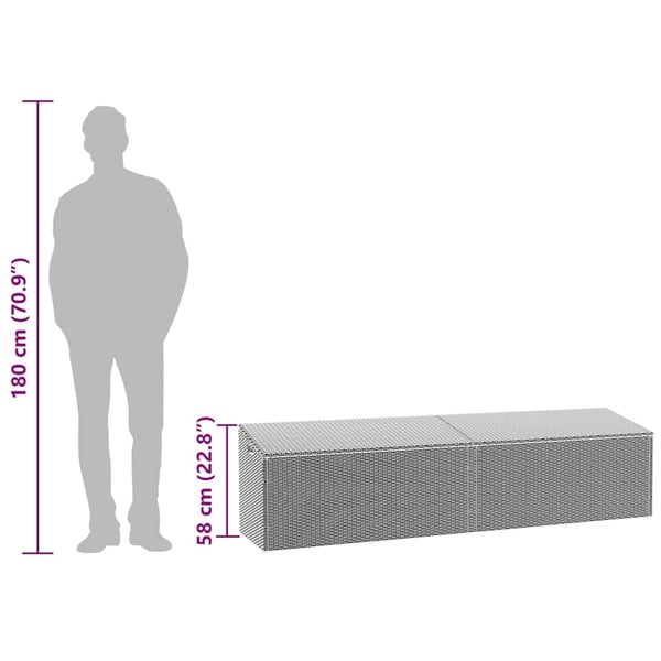 vidaXL opbevaringskasse til haven 220x50x58 cm polyrattan grå