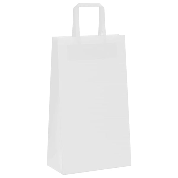 vidaXL Papirposer 250 stk med håndtak hvit 21x11x36 cm