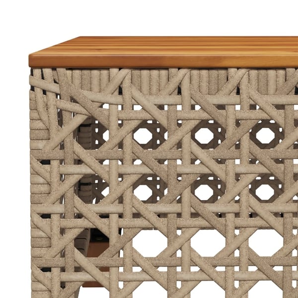 vidaXL puutarhapöytä beige 55x55x36 cm polyrottinki akaasiapuu