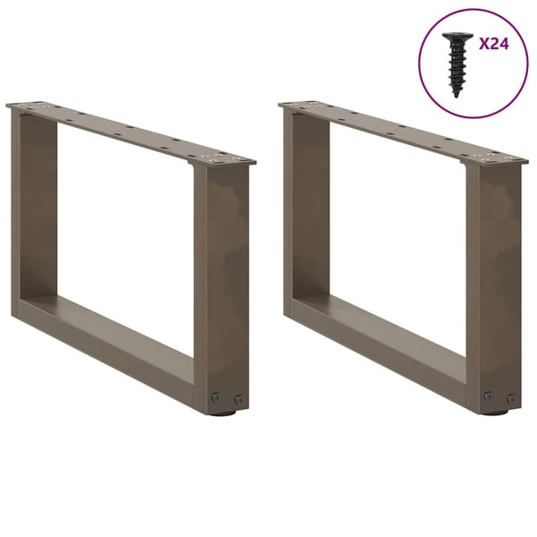 vidaXL Salongbordben U-formet 2 stk naturstål 60 x (30-31) cm stål