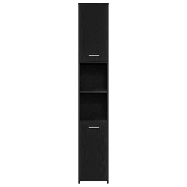 vidaXL badeværelsesskab 30x30x183,5 cm konstrueret træ sort-eg