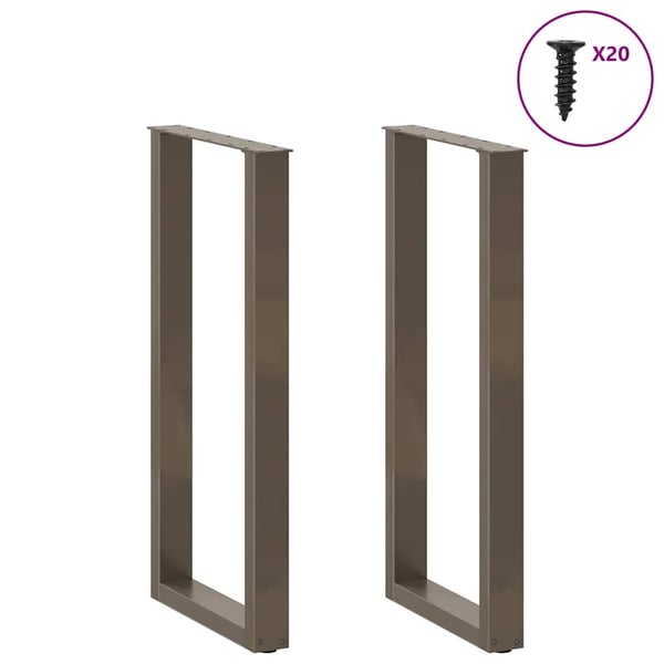 vidaXL Barbordben U-formet 2 stk naturstål 40x(100-101) cm stål