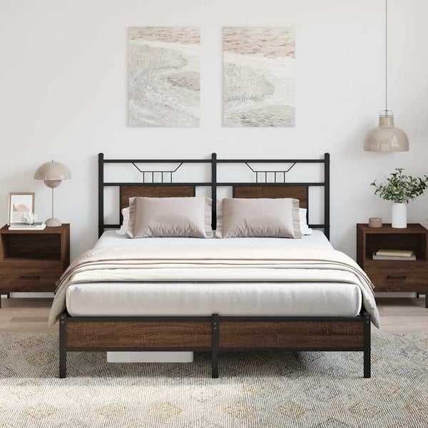 vidaXL Sengeramme uten madrass brun eik 137x190 cm konstruert tre