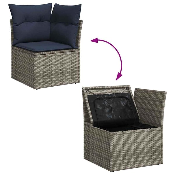 vidaXL sofasæt til haven 6 dele med hynder polyrattan akacietræ grå