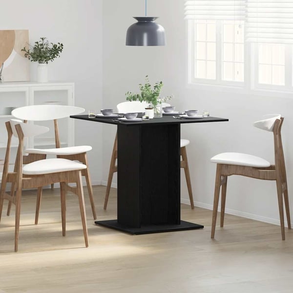 vidaXL spisebord 80x80x75 cm konstrueret træ sort egetræsfarve