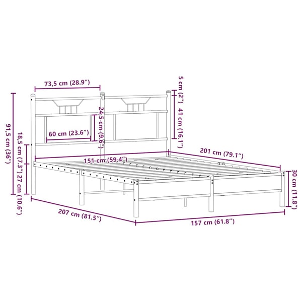 vidaXL Sengeramme uten madrass brun eik 150x200 cm konstruert tre