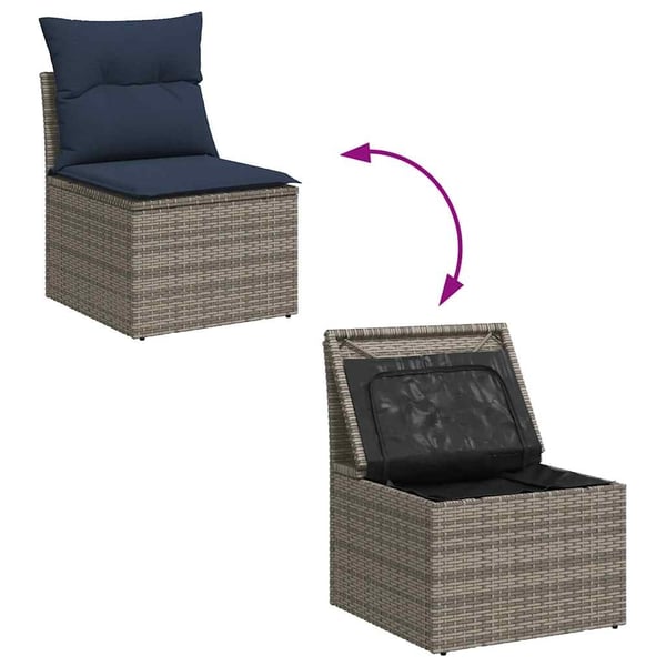 vidaXL sofasæt til haven 9 dele med hynder polyrattan akacietræ grå