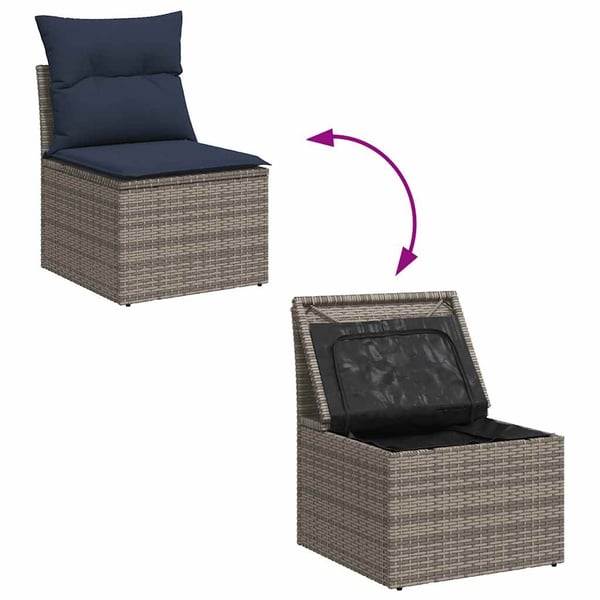 vidaXL sofasæt 5 dele med hynder polyrattan akacietræ grå