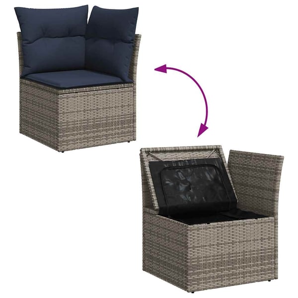 vidaXL sofasæt 5 dele med hynder polyrattan akacietræ grå