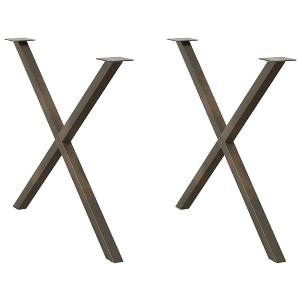vidaXL spisebordsben X-formet 2 stk. naturstål 90x(72-73) cm stål