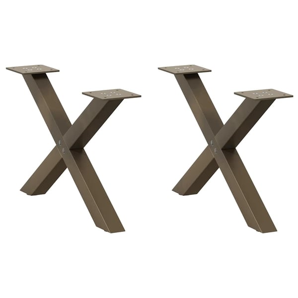 vidaXL Salongbordben X-formet 2 stk naturstål 60 x (30-31) cm stål