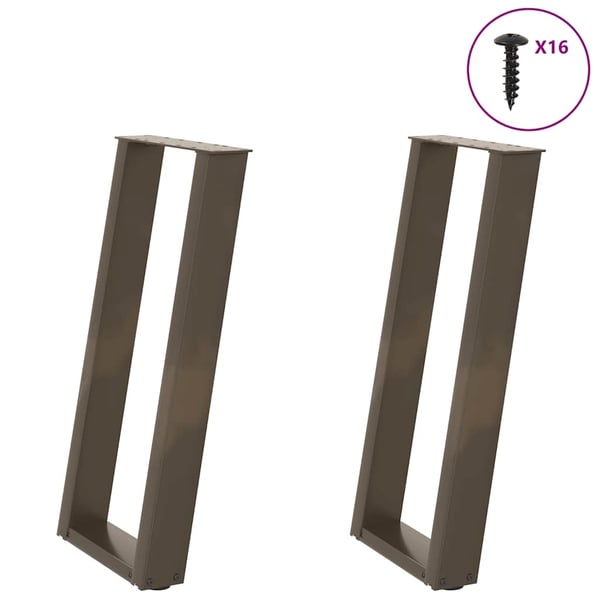 vidaXL Konsollbordben U-formet 2 stk naturstål 38 x (72-73) cm stål