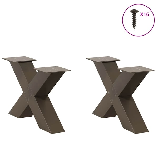 vidaXL Salongbordben X-formet 2 stk naturstål 60 x (30-31) cm stål