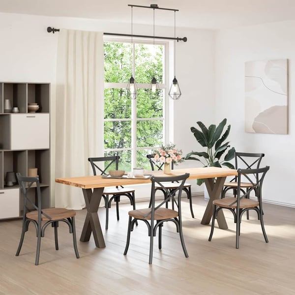 vidaXL Spisebordben X-formet 2 stk naturstål 60 x (72-73) cm stål