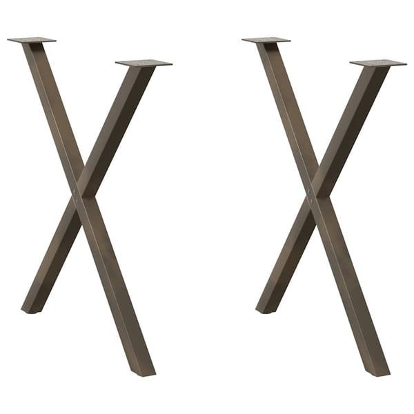 vidaXL spisebordsben X-formet 2 stk. naturstål 80x(72-73) cm stål