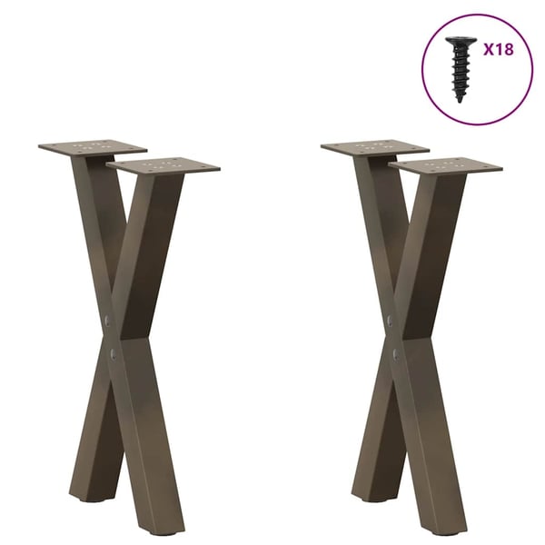 vidaXL Salongbordben X-formet 2 stk naturstål 28 x (42-43) cm stål