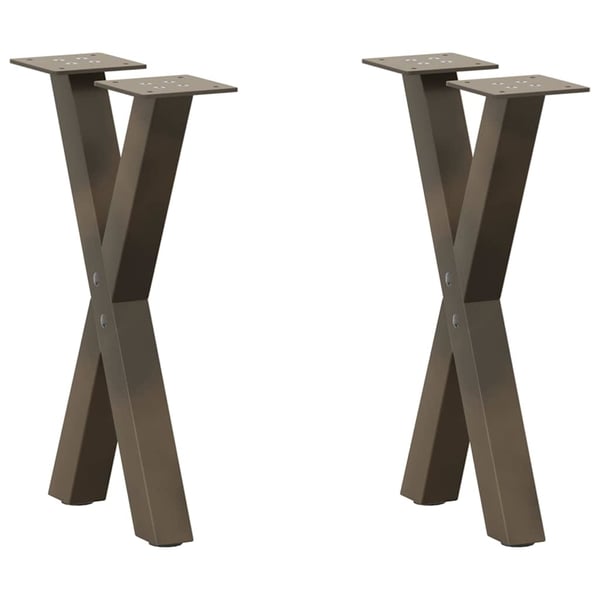 vidaXL Salongbordben X-formet 2 stk naturstål 28 x (42-43) cm stål