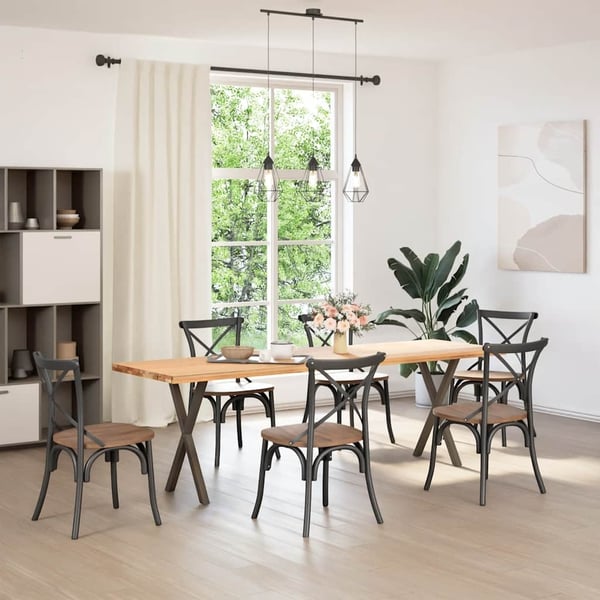 vidaXL spisebordsben X-formet 2 stk. naturstål 57 x (72-73) cm stål