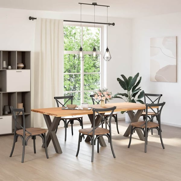 vidaXL Spisebordben X-formet 3 stk naturstål 80 x (72-73) cm stål