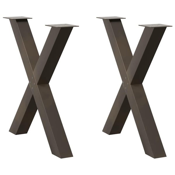 vidaXL Ruokapöydän jalat X-muotoiset 2 kpl Luonnonvärinen teräs 80x(72-73) cm Teräs