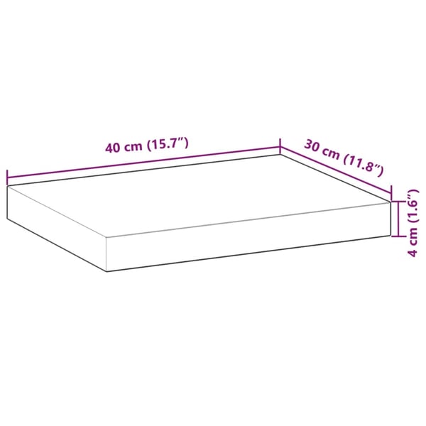 vidaXL Bordplate 40x30x4 cm rektangulær heltre akasie