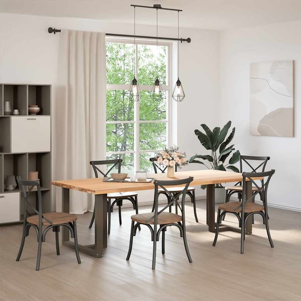 vidaXL spisebordsben T-formet 2 stk. sort 70x35x(72-73) cm stål