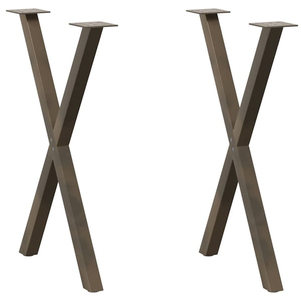 vidaXL Spisebordben X-formet 2 stk naturstål 50x(72-73) cm stål