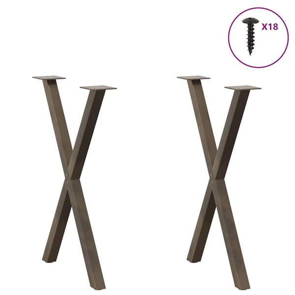 vidaXL Spisebordben X-formet 2 stk naturstål 50x(72-73) cm stål
