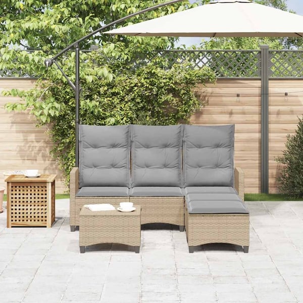 vidaXL sofasæt til haven 3 dele med hynder L-formet polyrattan beige